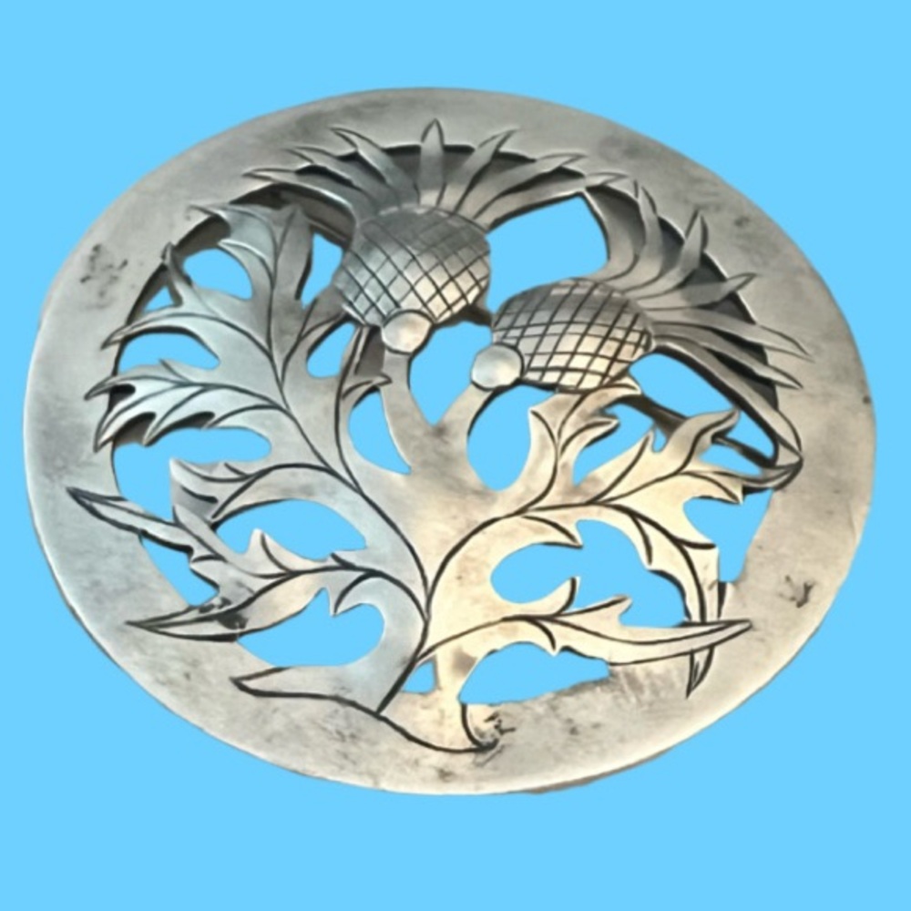 Vintage Sterling Silver Scottish Thistle Brooch Celtic Openwork Pin 20 Grams - Picture 2 of 8